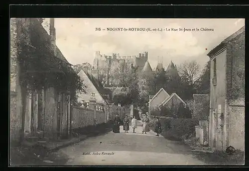 AK Nogent-le-Rotrou, La Rue St-Jean et le Chateau