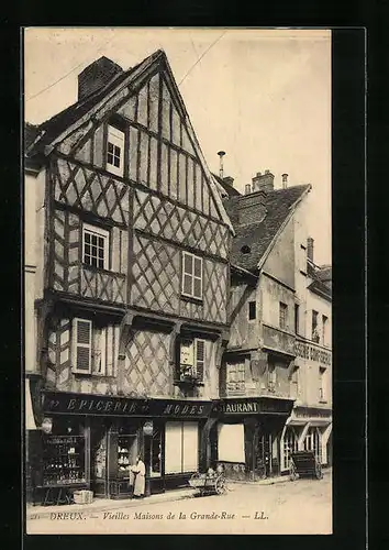 AK Dreux, Vieilles Maisons de la Grande-Rue