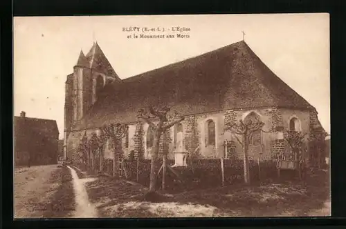 AK Blévy, L`Eglise et le Monument aux Morts