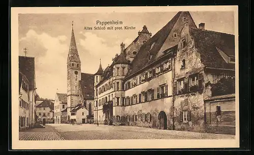 AK Pappenheim, Altes Schloss mit prot. Kirche