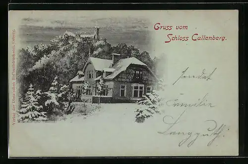 AK Callenberg, Wohnhaus mit Blick zum Schloss