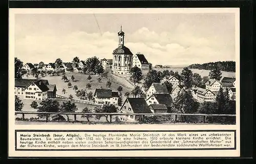 Künstler-AK Maria Steinbach /Allgäu, Totalansicht mit Pfarrkirche