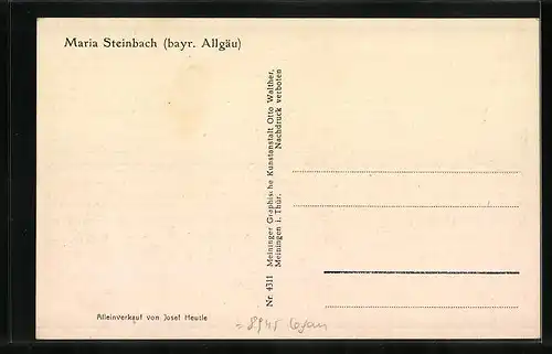 Künstler-AK Maria Steinbach /Allgäu, Totalansicht mit Pfarrkirche