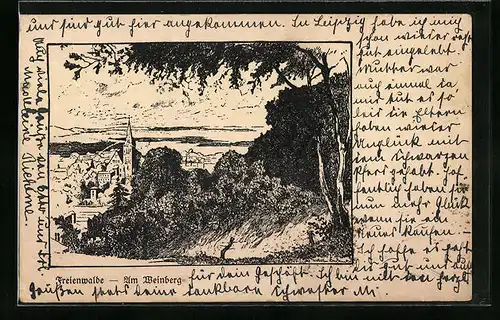 Künstler-AK Freienwalde, Am Weinberg