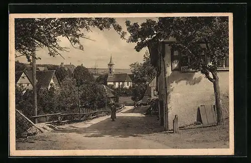 AK Betzweiler, Strassenpartie mit Kirche