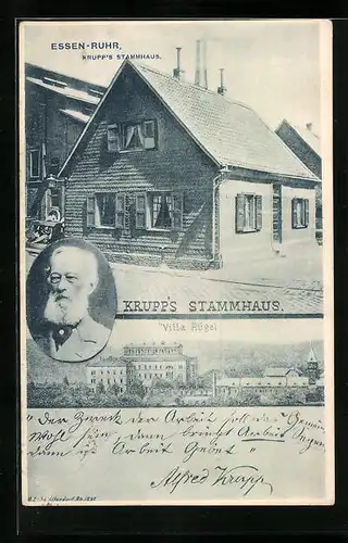 AK Essen /Ruhr, Krupp`s Stammhaus, Villa Hügel, Portrait