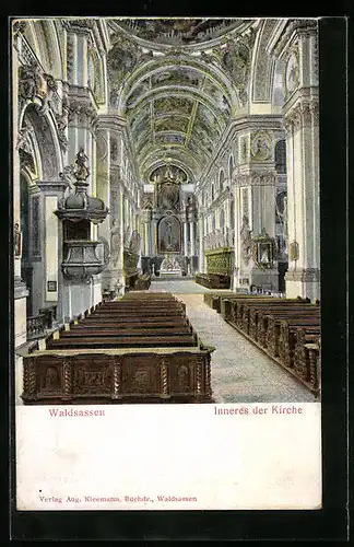 Relief-AK Waldsassen, Inneres der Kirche