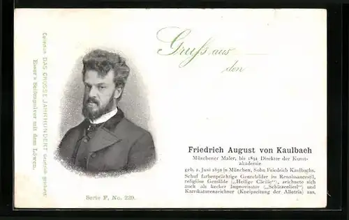 AK Portrait von Friedrich August von Kaulbach mit herausforderndem Blick