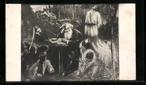 AK Schriftsteller Lew Nikolajewitsch Tolstoi in Gedanken versunken