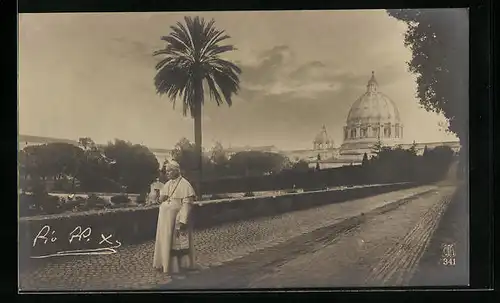 AK Papst Pius X. in den vatikanischen Gärten