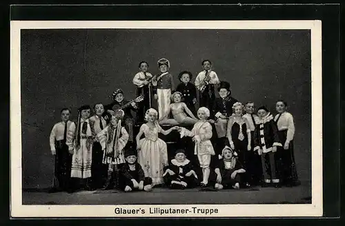 AK Gruppenaufnahme von Glauers Liliputaner-Truppe
