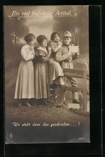 Foto-AK PFB: Postbote wird von Damen begehrt