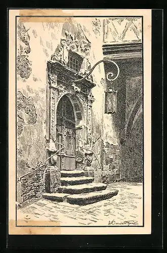 Künstler-AK Rothenburg o. Tauber, Altes Portal im Rathaushof
