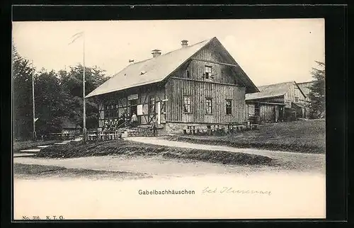 AK Ilmenau, Gasthaus Gabelbachhäuschen, Aussenansicht