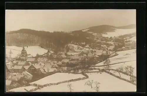 AK Sülzhayn /Harz, Ortsansicht im Winter 1913-14