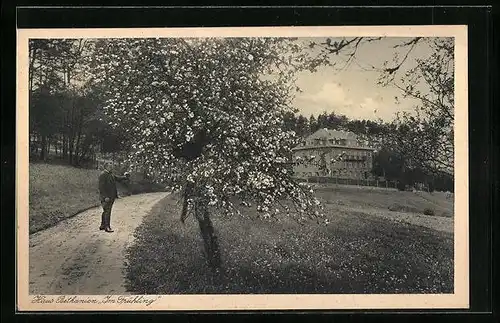 AK Hutschdorf, Heilstätten, Haus Bethanien im Frühling