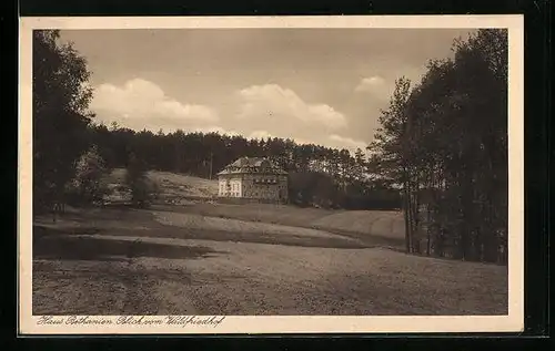 AK Hutschdorf, Heilstätten, Haus Bethanien, Blick vom Waldfriedhof