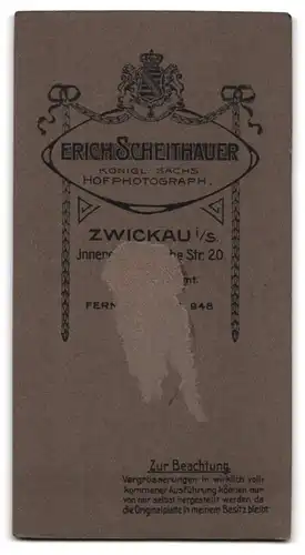 Fotografie Erich Scheithauer, Zwickau, junger Mann im Anzug auf Stuhl sitzend