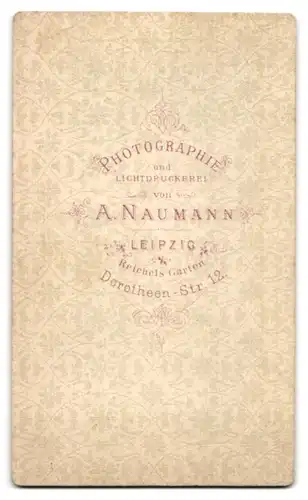 Fotografie A. Naumann, Leipzig, Dorotheen-St. 12, Junger Herr im Anzug mit Fliege