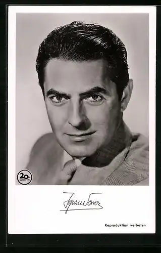 AK Schauspieler Tyrone Powers aus den Filmen Die schwarze Rose und Zwei in einer Falle