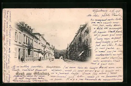 AK Offenburg, Hauptstrasse mit Geschäften