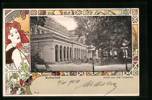 AK Burtscheid, Partie aus dem Kurgarten