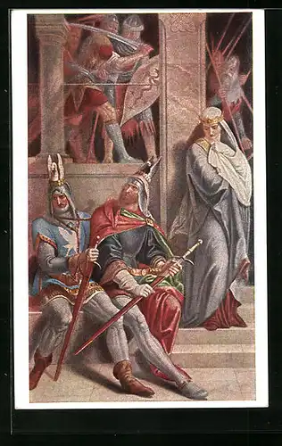 AK Männer mit Schwertern eilen, Nibelungen