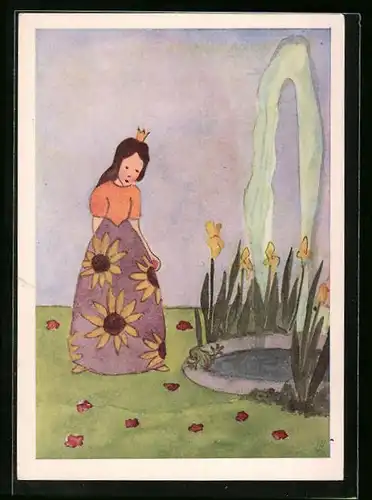 AK Szene aus dem Märchen Der Froschkönig