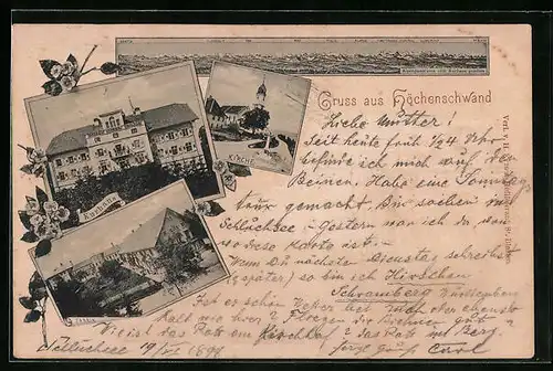 AK Höchenschwand, Fabrik, Kurhotel, Kirche, Totalansicht