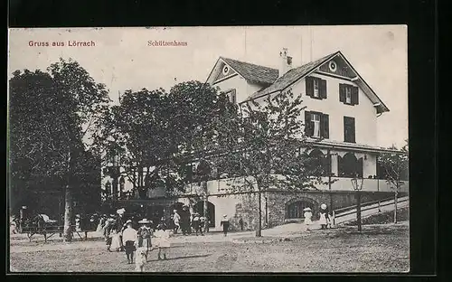 AK Lörrach, Gasthof Schützenhaus mit Aussenbereich