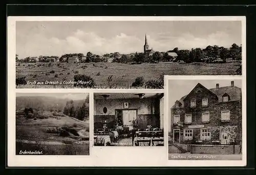 AK Driesch ü. Cochem /Mosel, Gasthaus Hermann Kessler, Innenansicht, Erdenbachtal