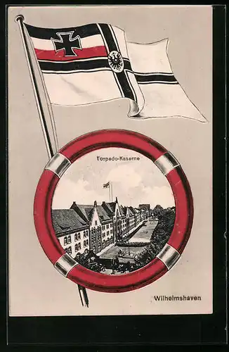 AK Wilhelmshaven, Torpedo-Kaserne im Passepartoutrahmen