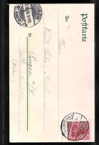 Lithographie Neckargerach, Hotel Kaiser Friedrichsheim, Kaiser Friedrich