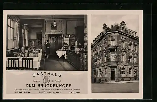 AK Heidelberg, Gasthaus zum Brückenkopf, Brückenstrasse 5