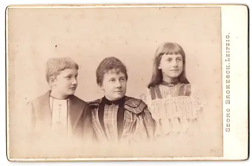 Fotografie Georg Brokesch, Leipzig, Zeitzerstr. 2, Bürgerliche Dame mit zwei Kindern in hübscher Kleidung