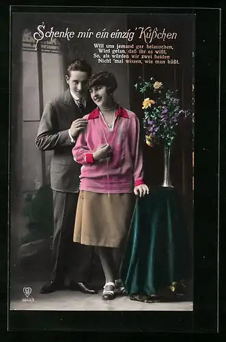 Foto-AK HB 9849 /3: Schenke mir ein einzig Küsschen, Will uns jemand gar belauschen...