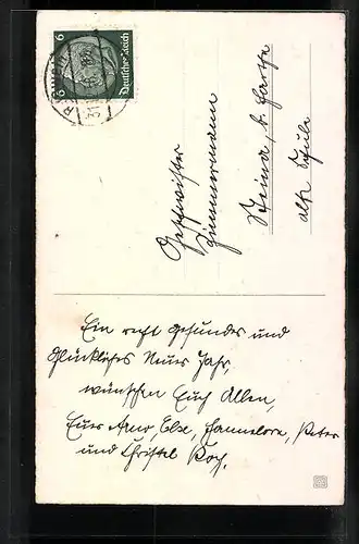 AK Mädchen reitet auf Schwein