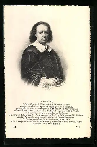 AK Portrait Murillo, Peintre Espagnol, 1617-1682