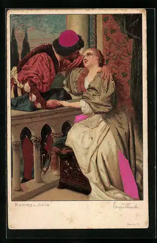 Präge-AK Shakespeare, Romeo und Julia, Szene am Balkon