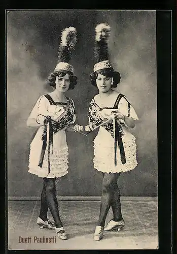 AK Tänzerinnen des Duett Paulinetti in Kostümen