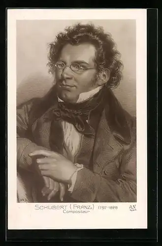 AK Portrait von Franz Schubert, 1797-1828, Komponist
