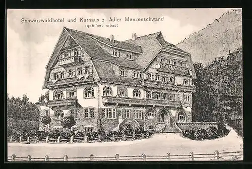 AK Menzenschwand, Schwarzwaldhotel und Kurhaus, 1906 neu erbaut