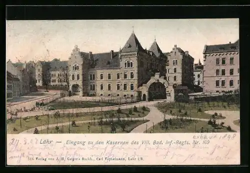 AK Lahr, Eingang zu den Kasernen des VIII. Bad. Inf.-Regts. Nr. 169