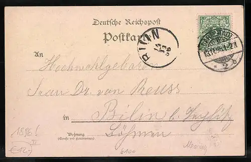 Lithographie Konstanz, Ansicht Martinskirche und Grossherzogl. Palais