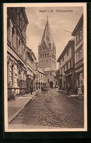 AK Soest, Blick durch die Rathausstrasse