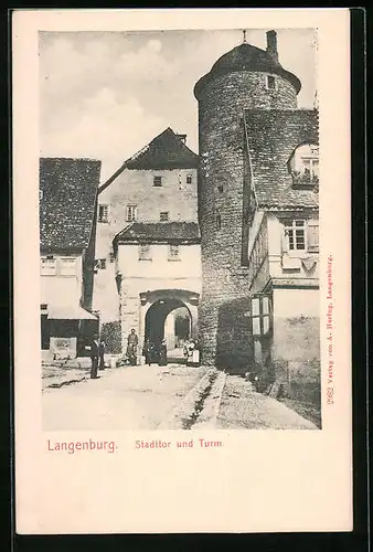 AK Langenburg, Ansicht Stadttor und Turm