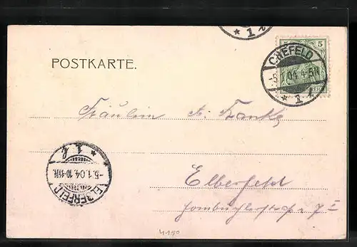 AK Crefeld, Stephans-Strasse und Kirche, Litfasssäule