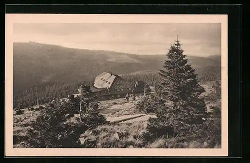 AK Hampelbaude, Berghütte mit weitem Ausblick