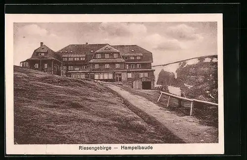 AK Hampelbaude, Berghütte mit Teichrändern