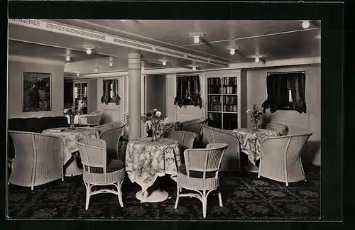 AK Passagierschiff D. Albert Ballin der Hamburg-Amerika Linie, Halle der Touristen-Klasse